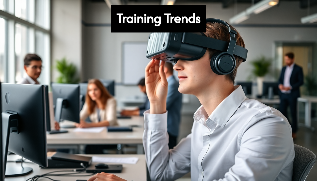 VR training in modern office workspace
