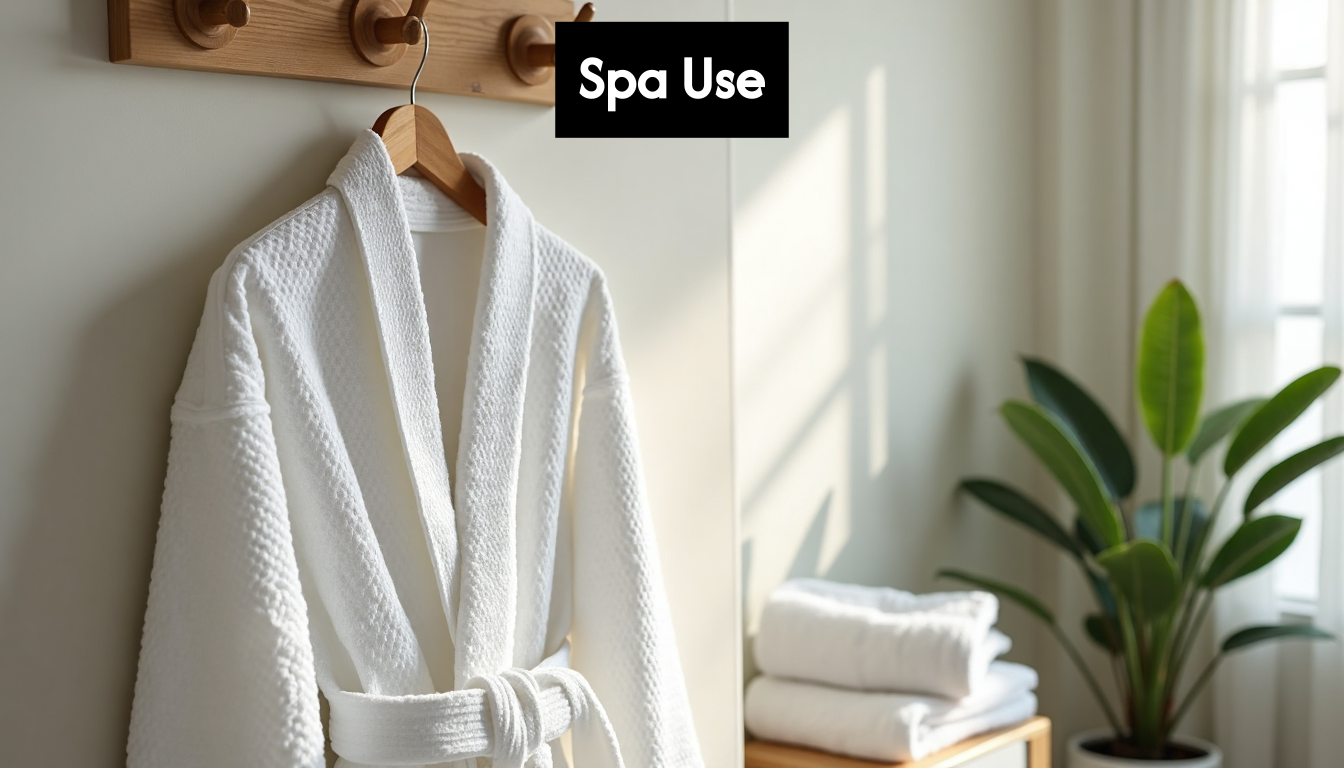 Waffle robe in serene spa environment