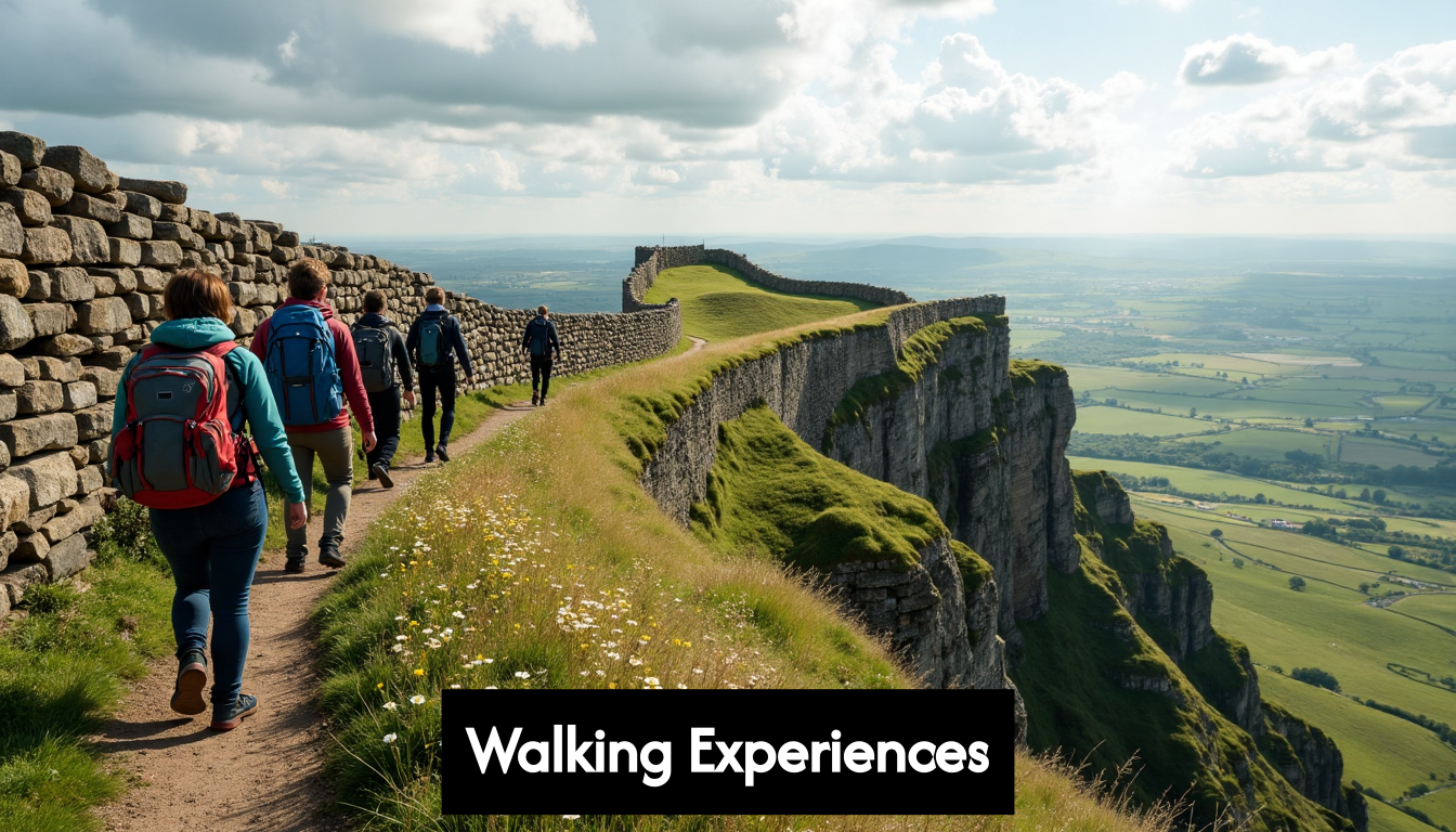 Walkers explore rocky section of Hadrian's Wall