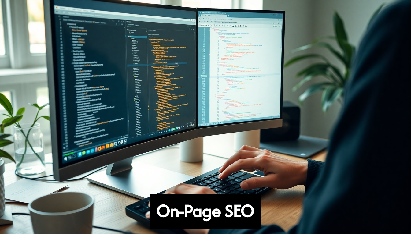 Web developer optimizing website on desktop screen