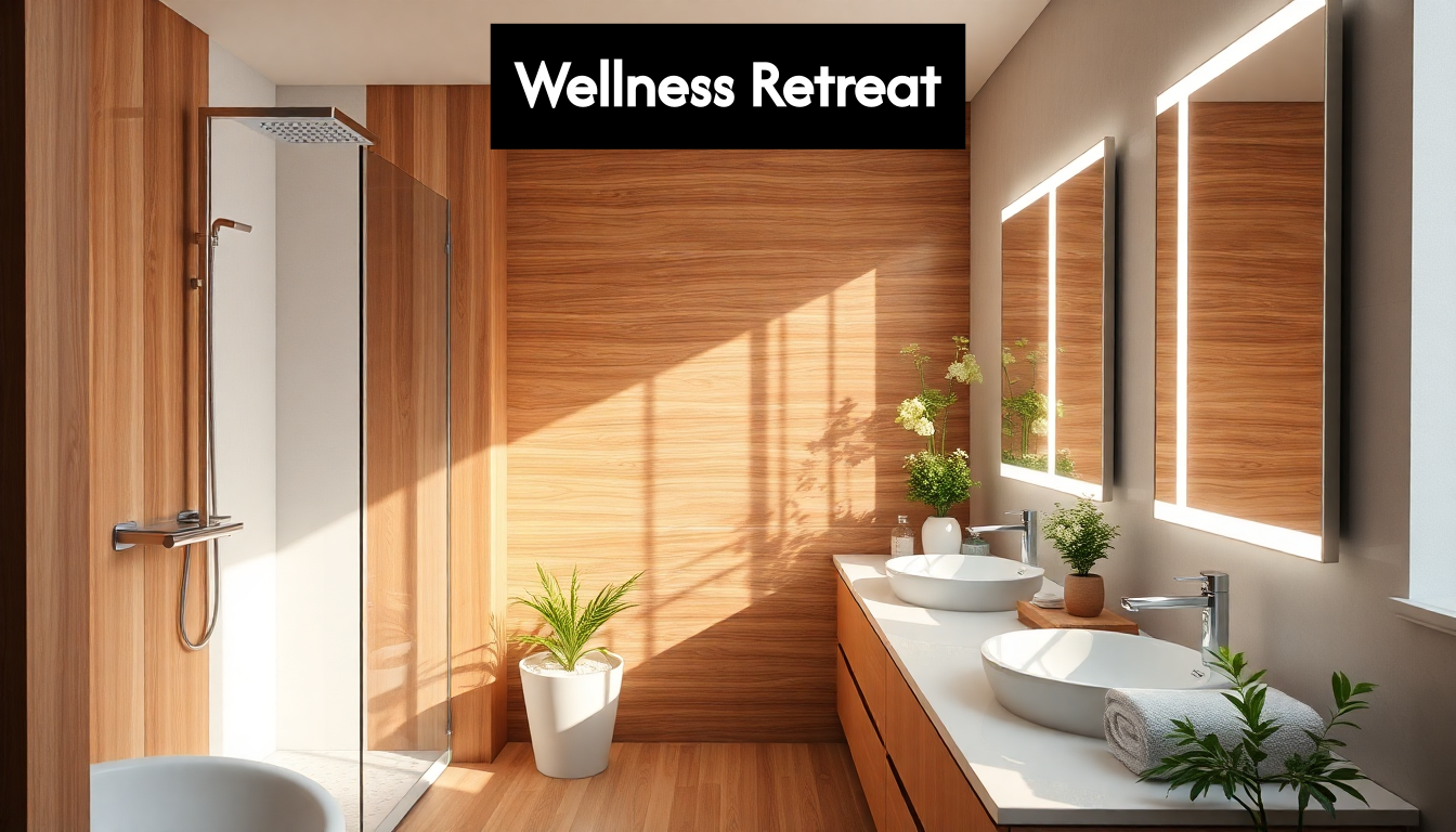 Wellness themed modern bathroom with spa features