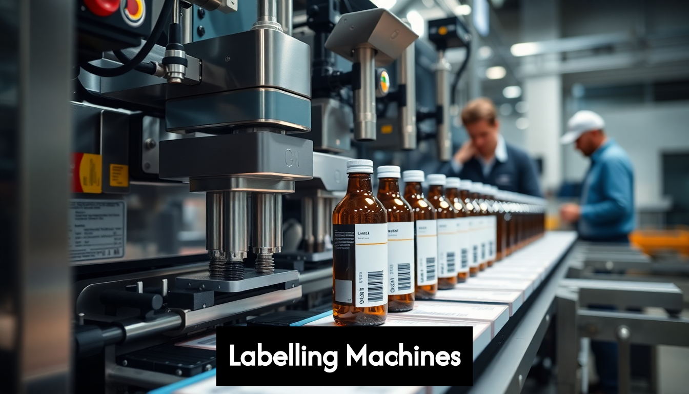 Labelling machine in operation