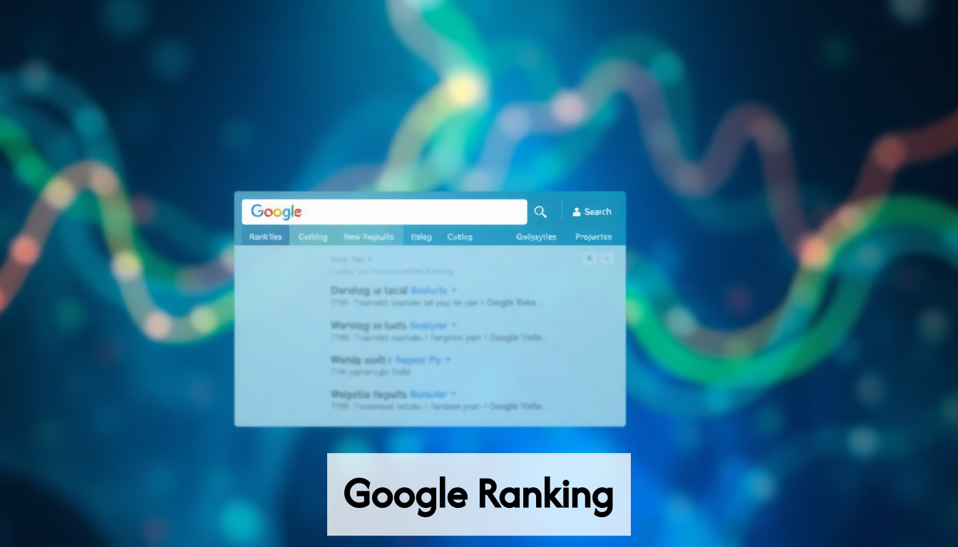 Digital representation of Google ranking with search results.