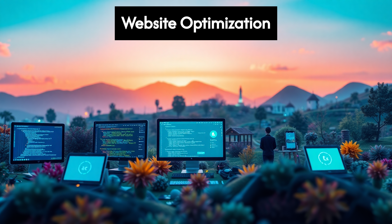 Digital landscape illustrating website optimization.