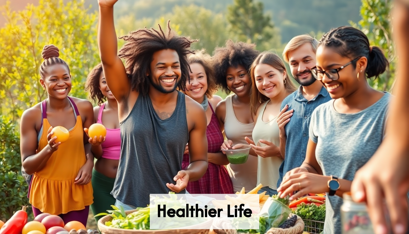 Group of healthy people exercising and enjoying life