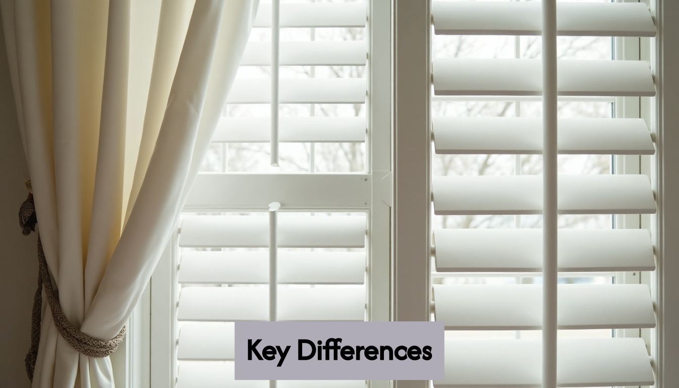 Window with curtain and shutter side by side