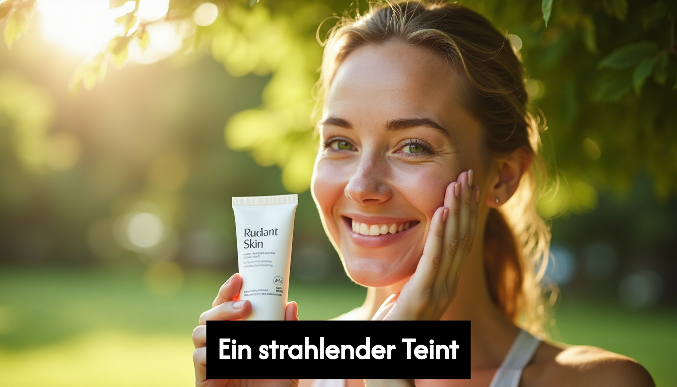 Woman applying sunscreen outdoors in park with sunlight