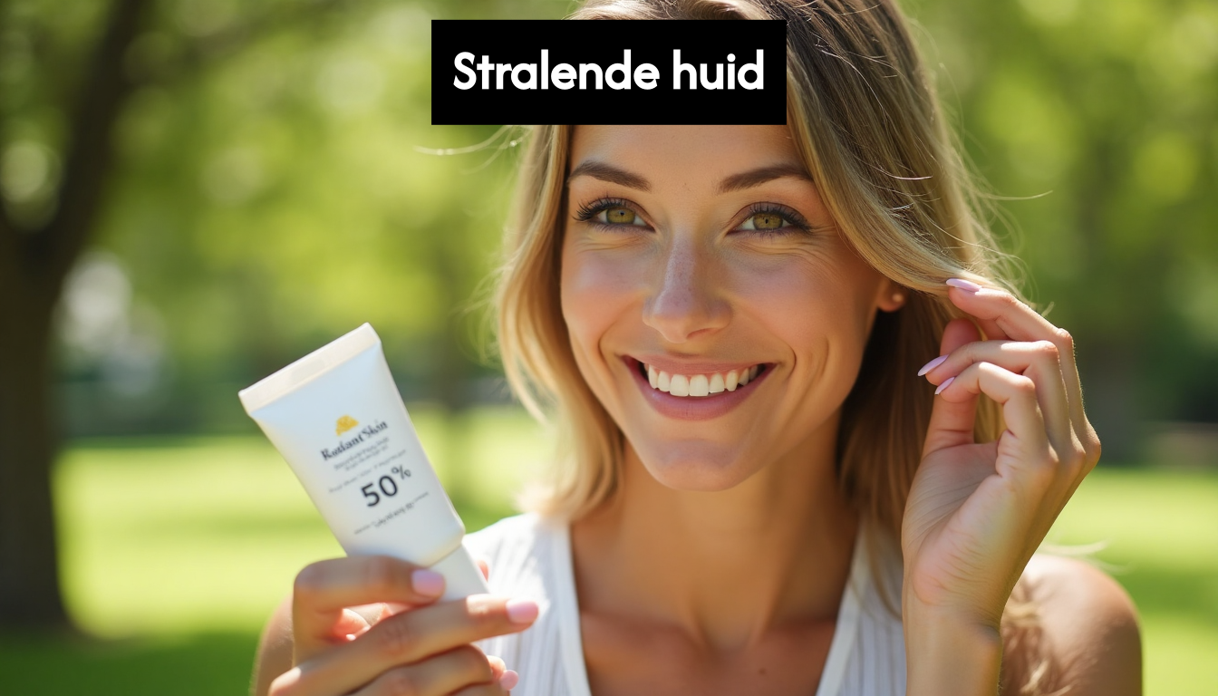 Woman applying sunscreen outdoors in park with sunlight