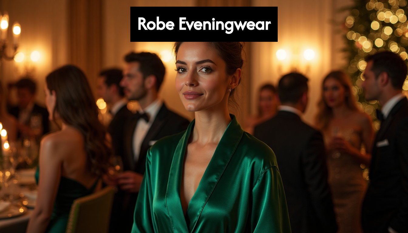Woman in velvet robe at elegant party