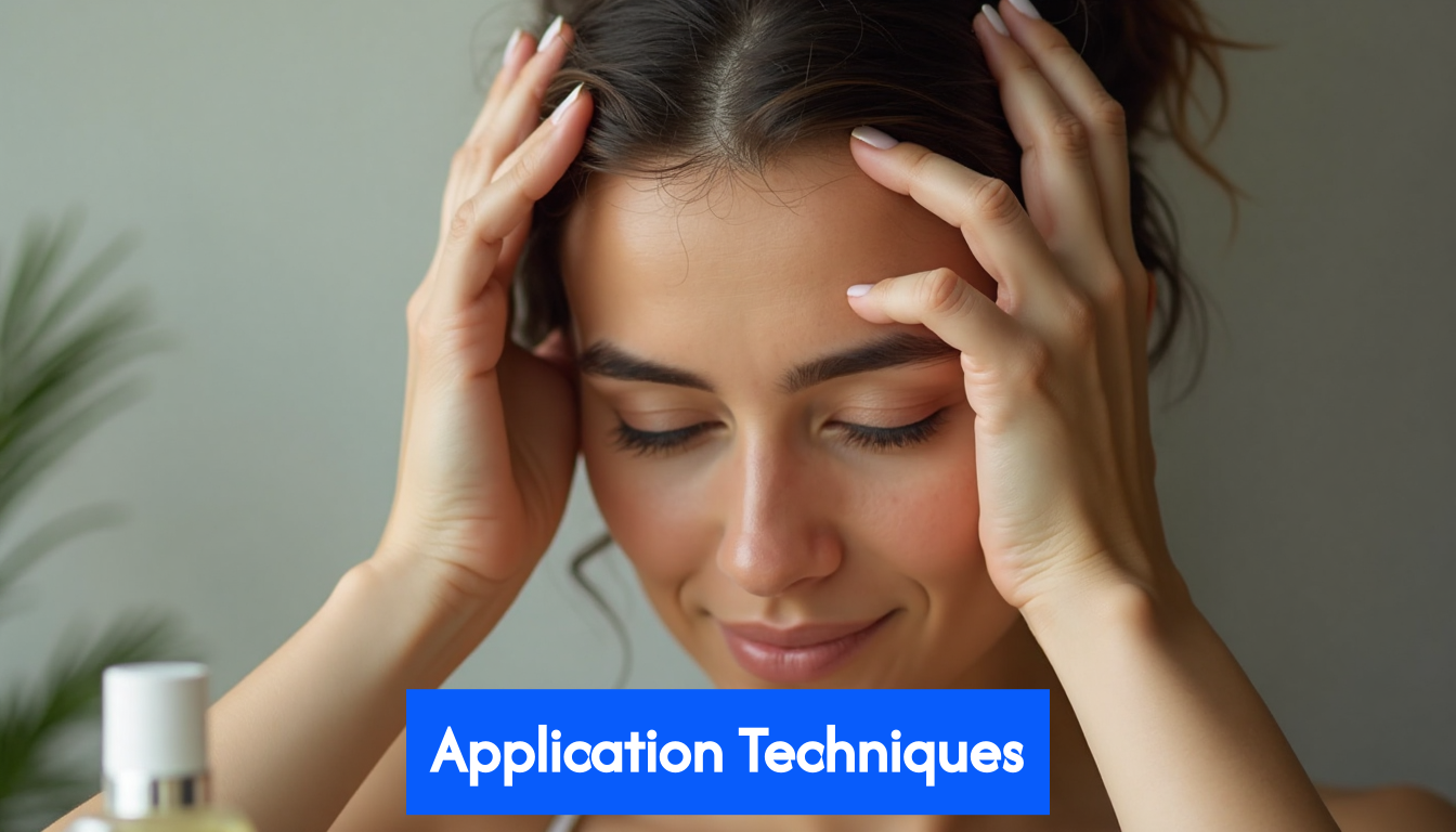 Woman massaging hair growth oil into her scalp.