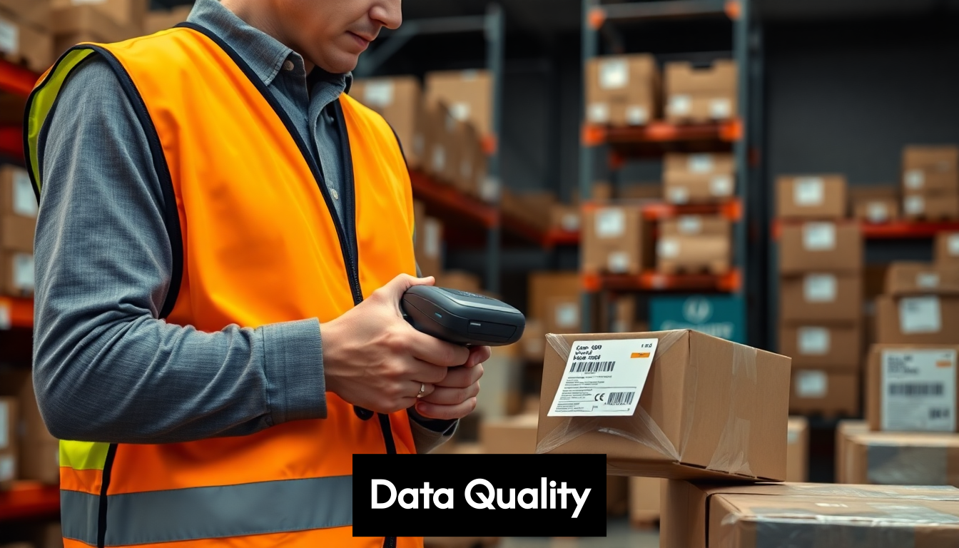 Worker scanning label for data verification