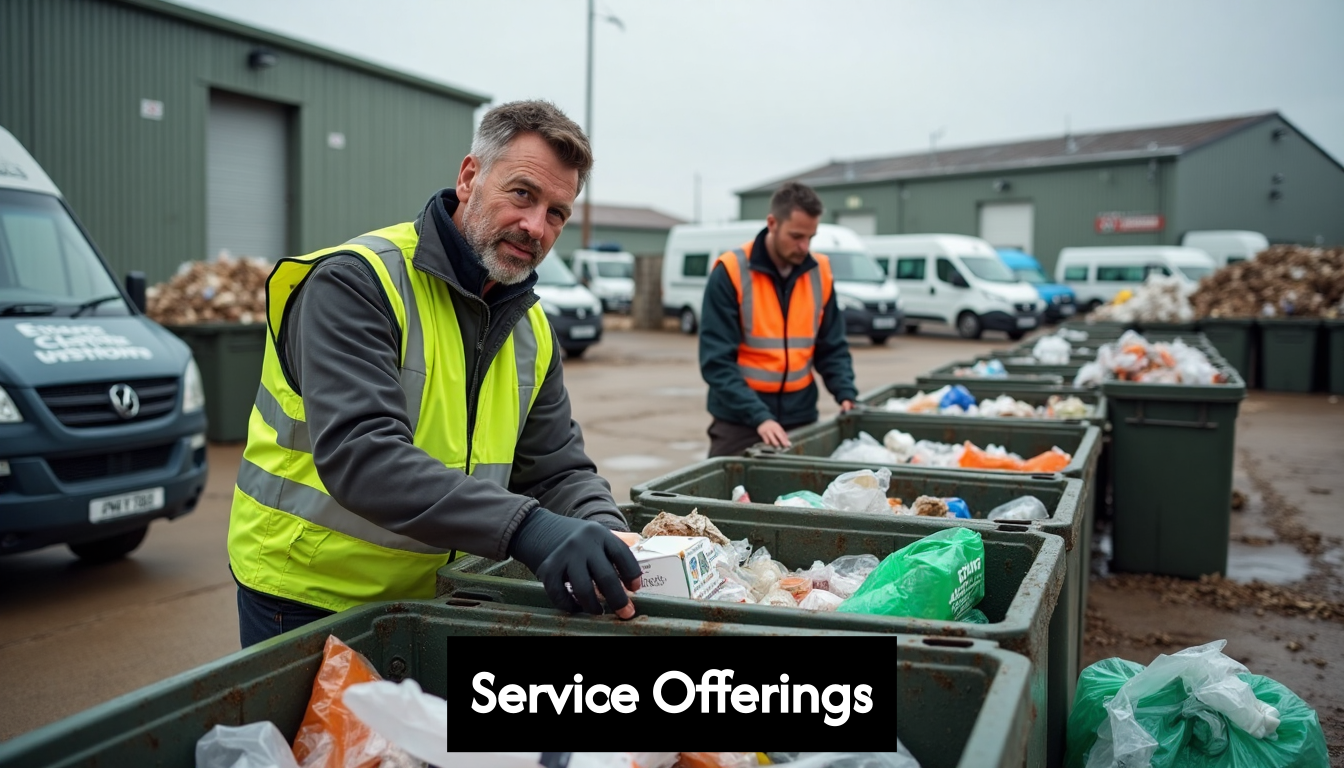 Workers sorting business recycling outdoors