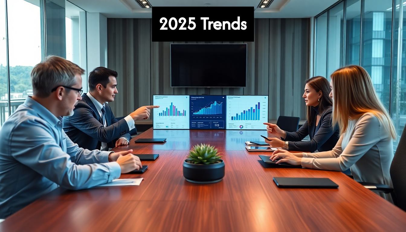 Workplace team reviews data trends