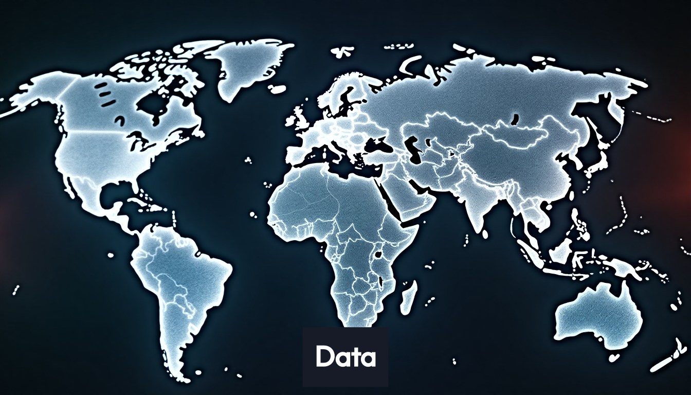 World map with data security overlay