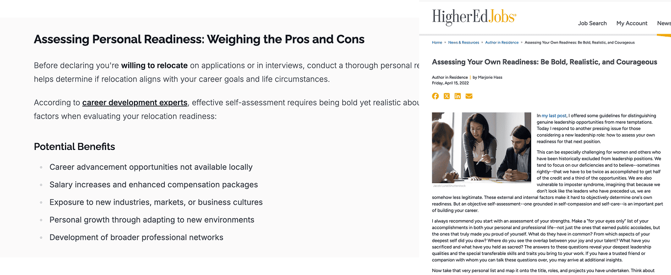 Expert quotations in article Expert quotations