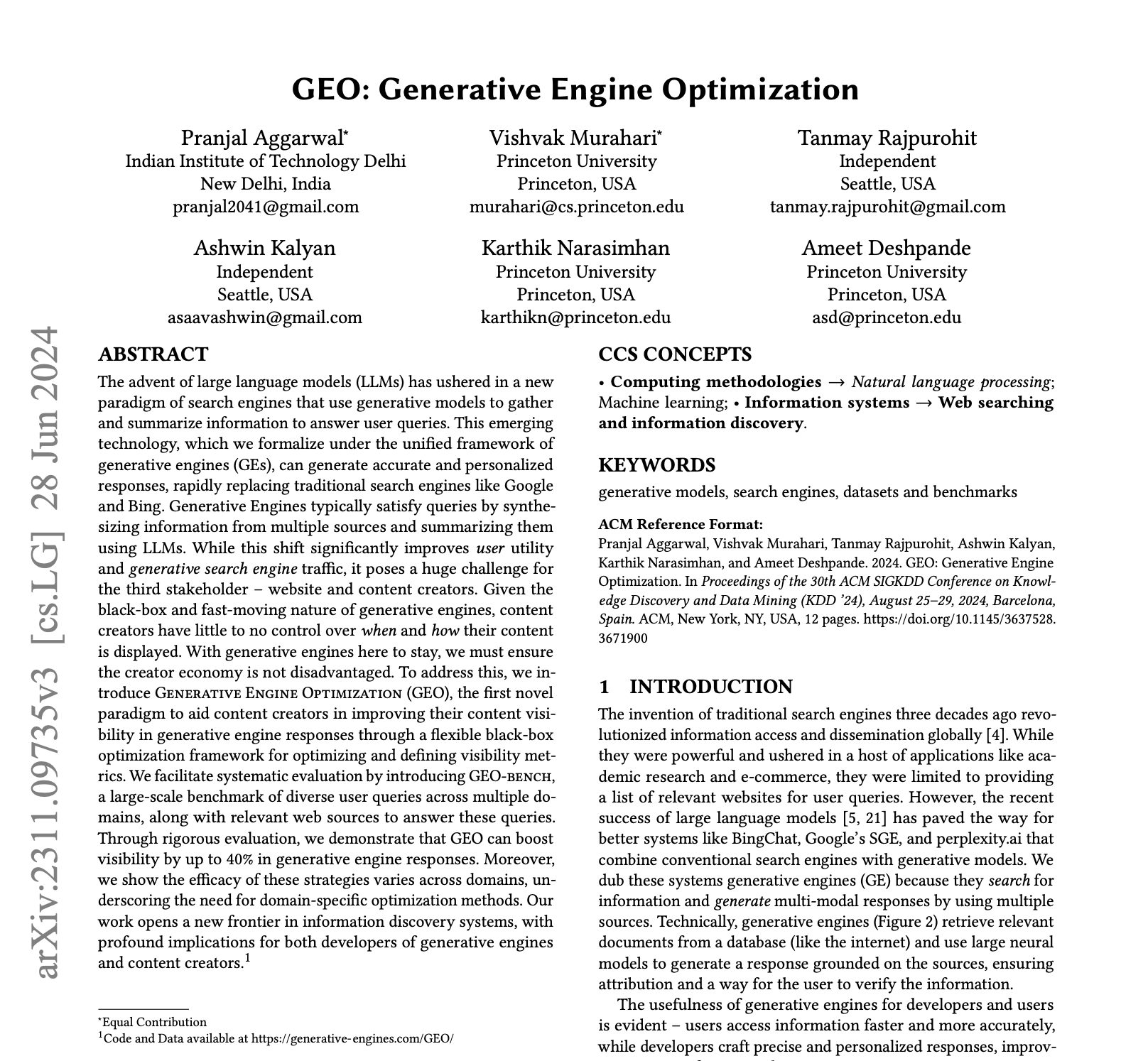 Generative Engine Optimization (GEO) alt text
