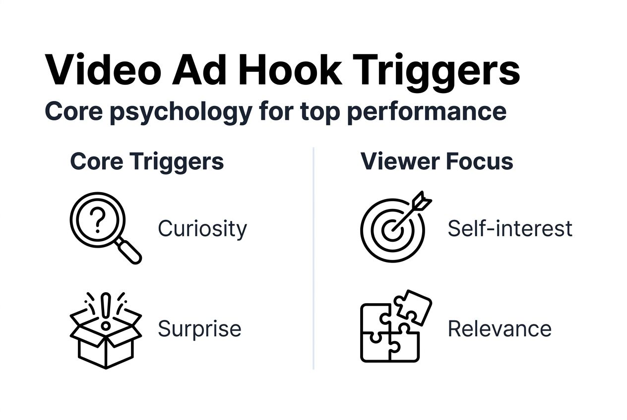 Infographic chart of video ad hook triggers