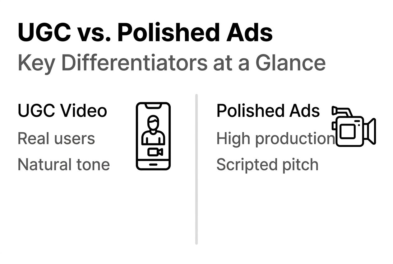 Infographic compares UGC and polished video ads