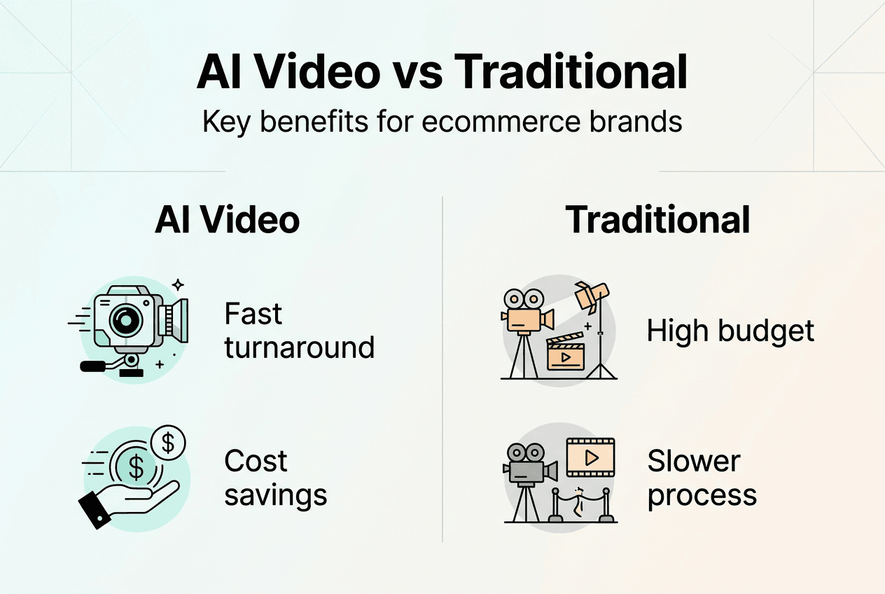 Infographic comparing AI and traditional video benefits