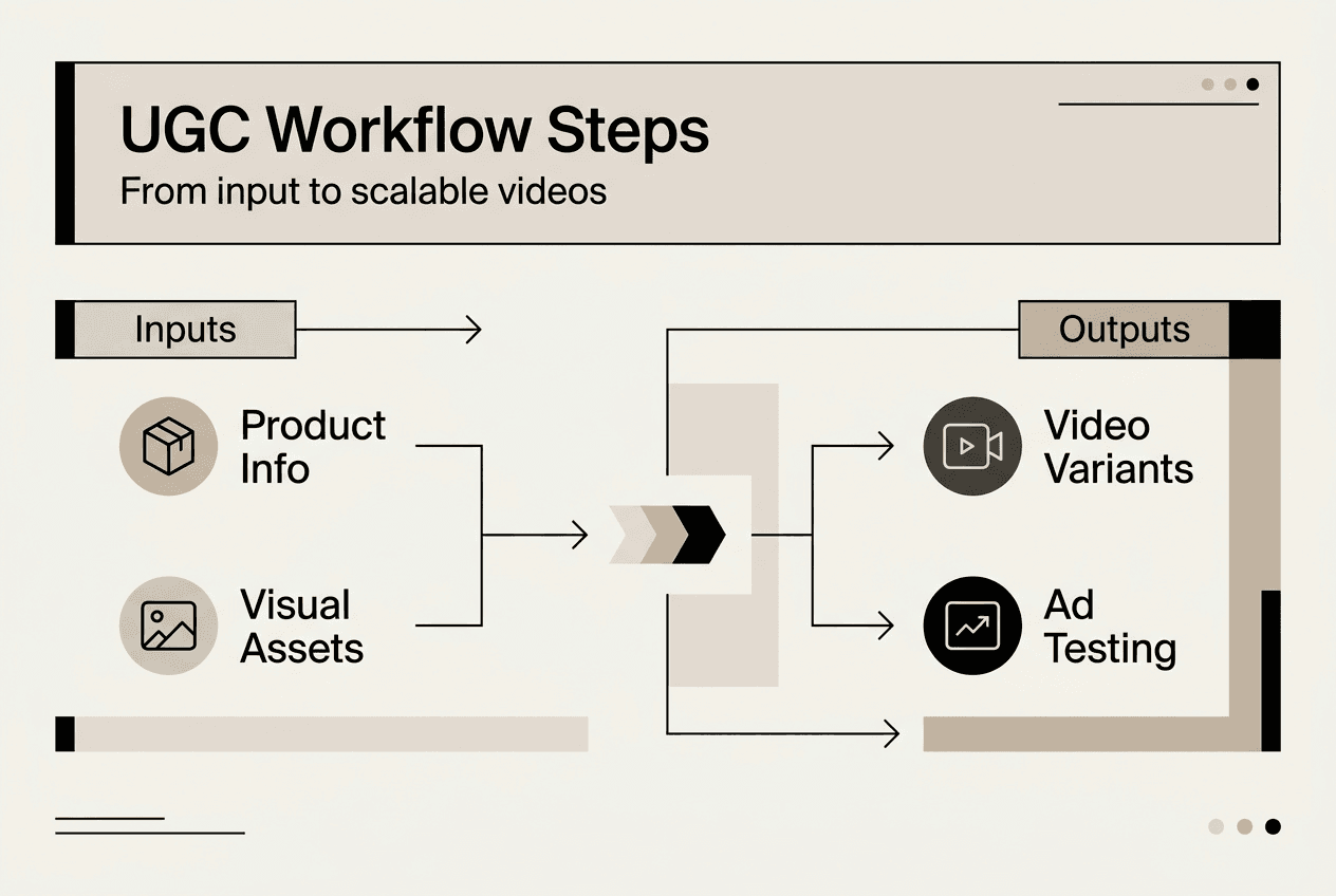Infographic summarizing ugc video workflow steps