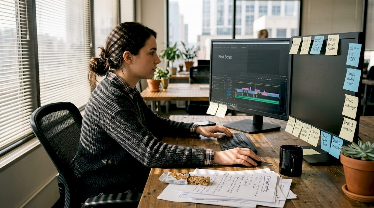 Marketer editing e-commerce video ad