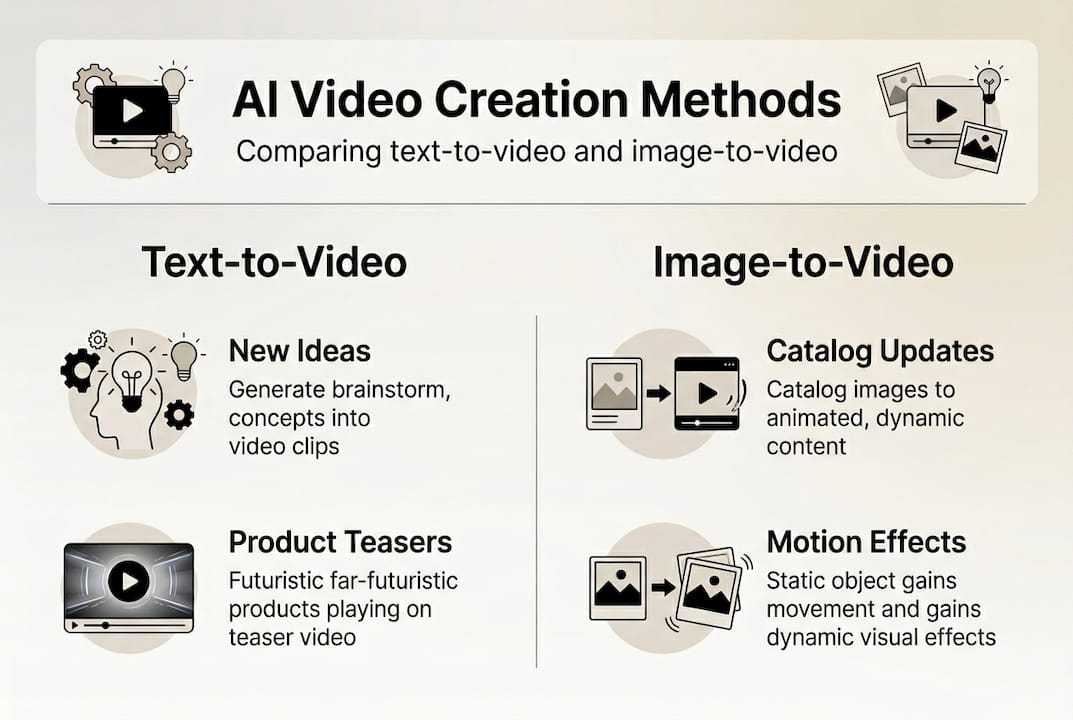 Infographic comparing AI video creation methods