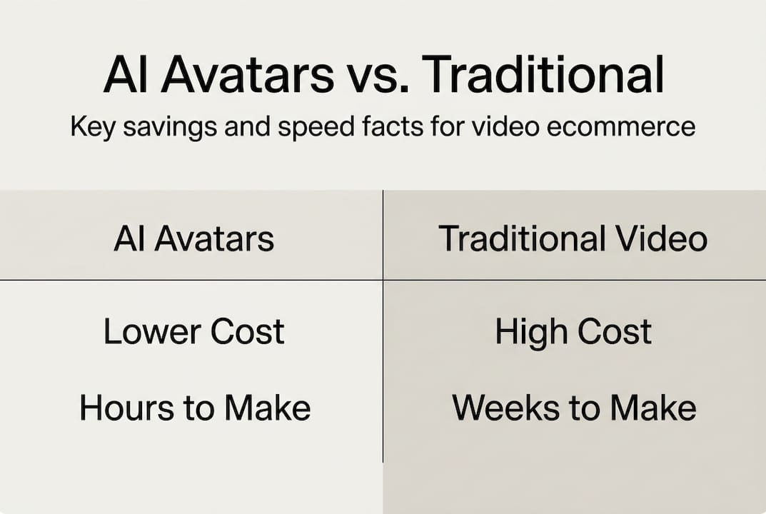 Infographic comparing AI versus traditional video costs