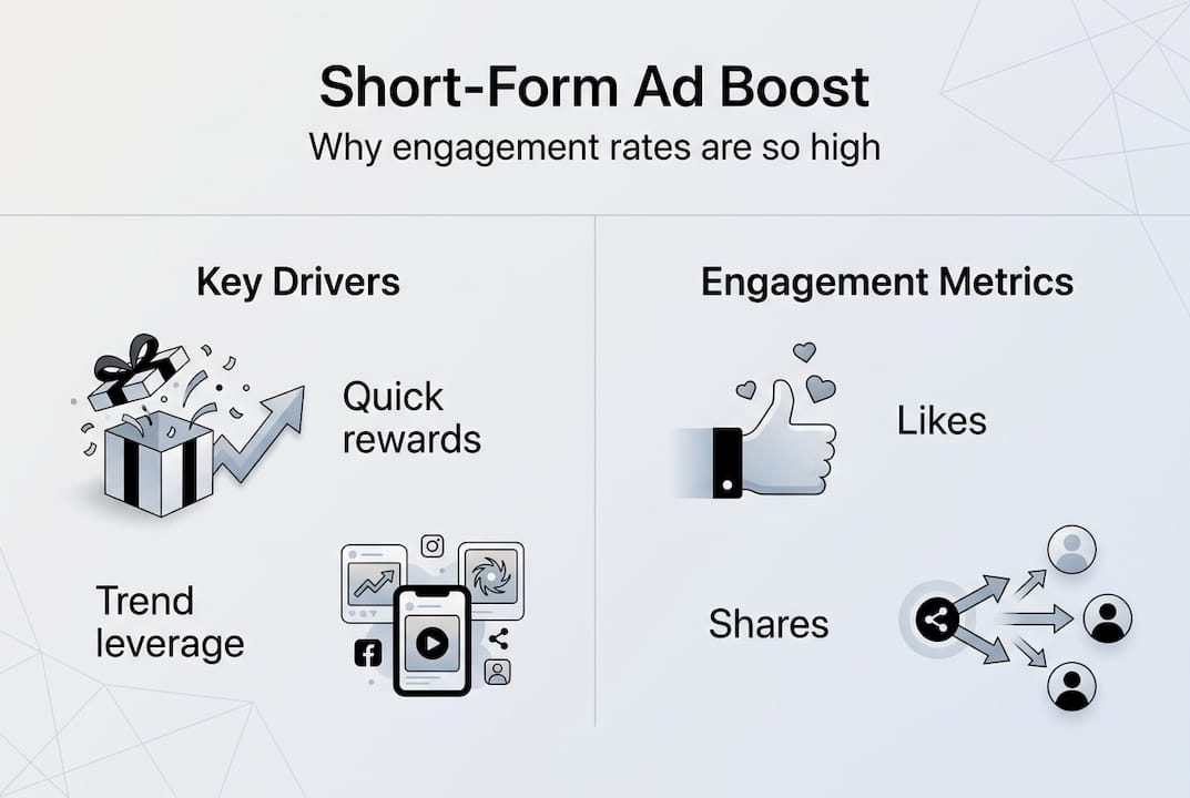Infographic explaining short-form ad engagement factors