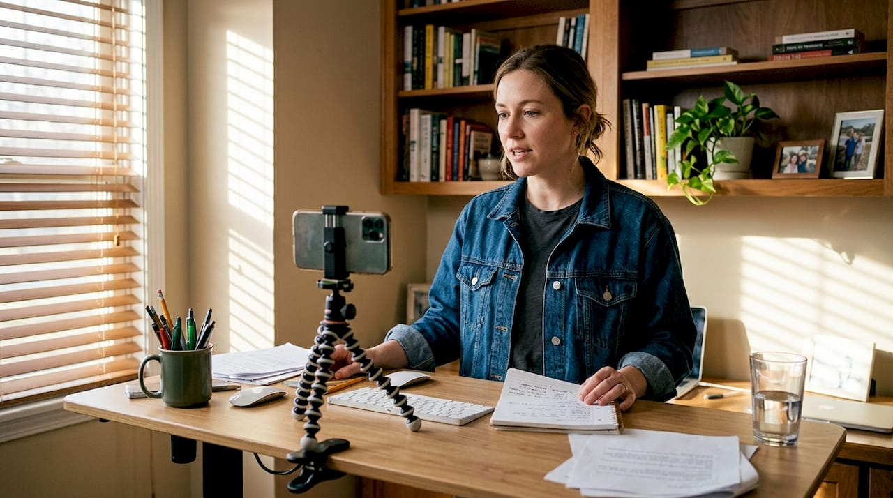 Brand manager records custom avatar video