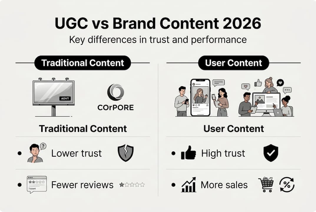 UGC versus brand content infographic 2026