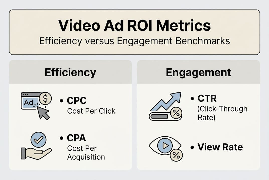 Infographic comparing video ad ROI metrics