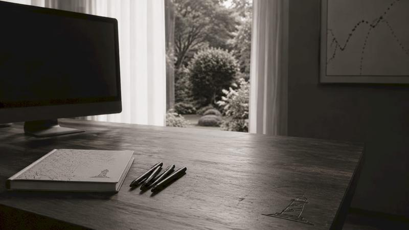 Espace de travail équipé d’un tableau de bord SEO minimaliste