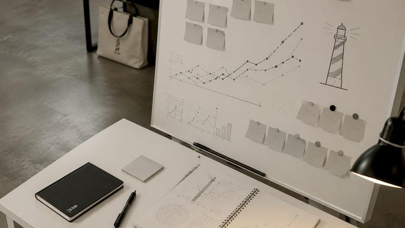 Tableau blanc épuré avec des graphiques modernes pour solutions cloud SaaS