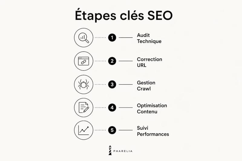 Découvrez en un coup d’œil les étapes essentielles pour optimiser votre boutique PrestaShop grâce à notre infographie dédiée au SEO.