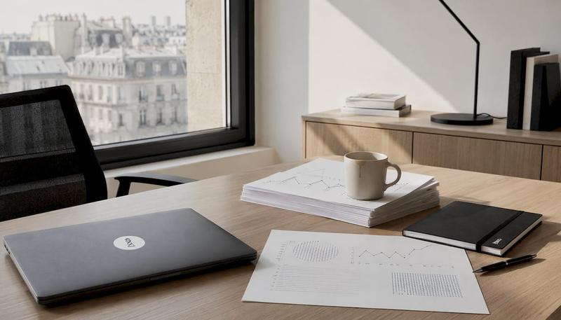 Espace de travail épuré dédié à l’édition et au SEO en agence