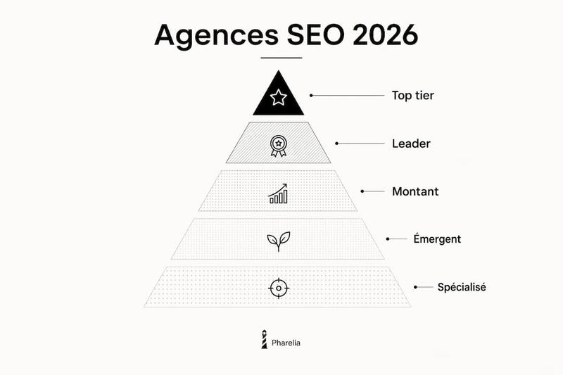 Classement 2026 : le top des agences SEO à Paris présenté en pyramide