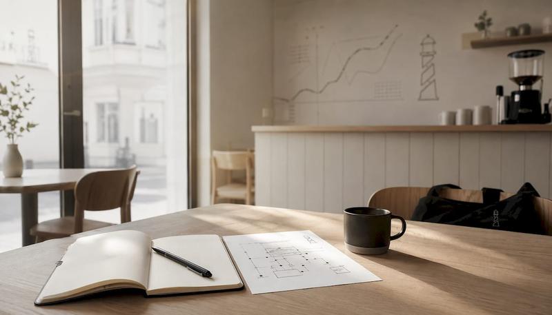 Espace de travail dédié à l’audit SEO, avec croquis, notes et outils spécialisés à portée de main.