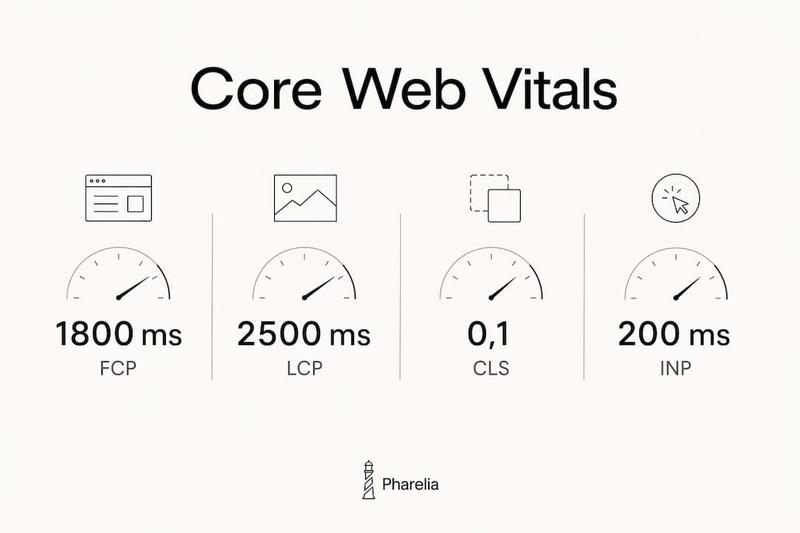 Découvrez en un coup d’œil les principaux indicateurs Core Web Vitals à surveiller en 2026 grâce à notre infographie.