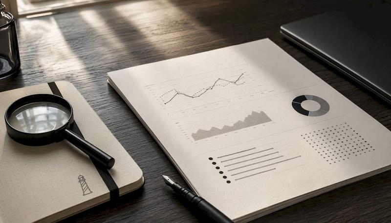 Tableau papier présentant un graphique sur l’évolution du trafic SEO