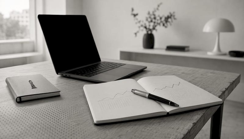 Espace de travail épuré équipé d’outils d’analyse comparative