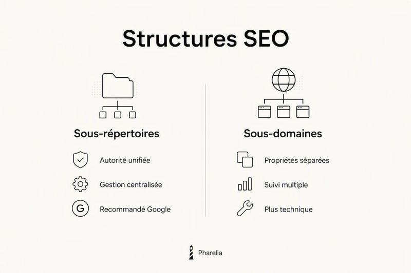 Infographie : quelle structure SEO privilégier, sous-dossiers ou sous-domaines ?