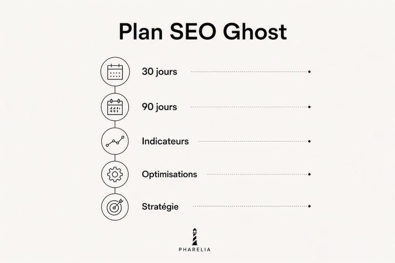 Infographie : les étapes clés pour élaborer une stratégie SEO sur Ghost