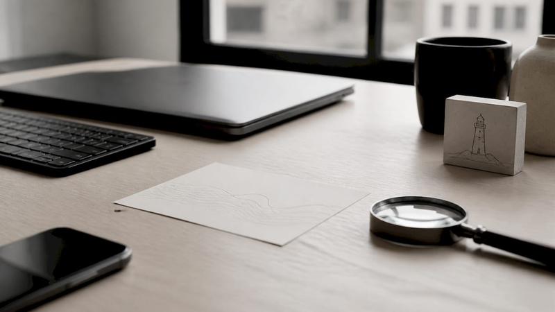 Espace de travail dédié à l’audit SEO, avec des outils spécialisés et une loupe pour analyser en détail les performances d’un site.