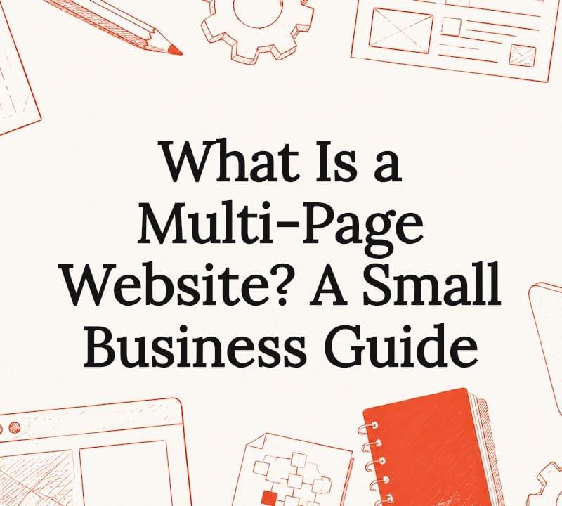 Illustrated title card for a small business guide to multi-page websites Illustrated title card for a small business guide to multi-page websites