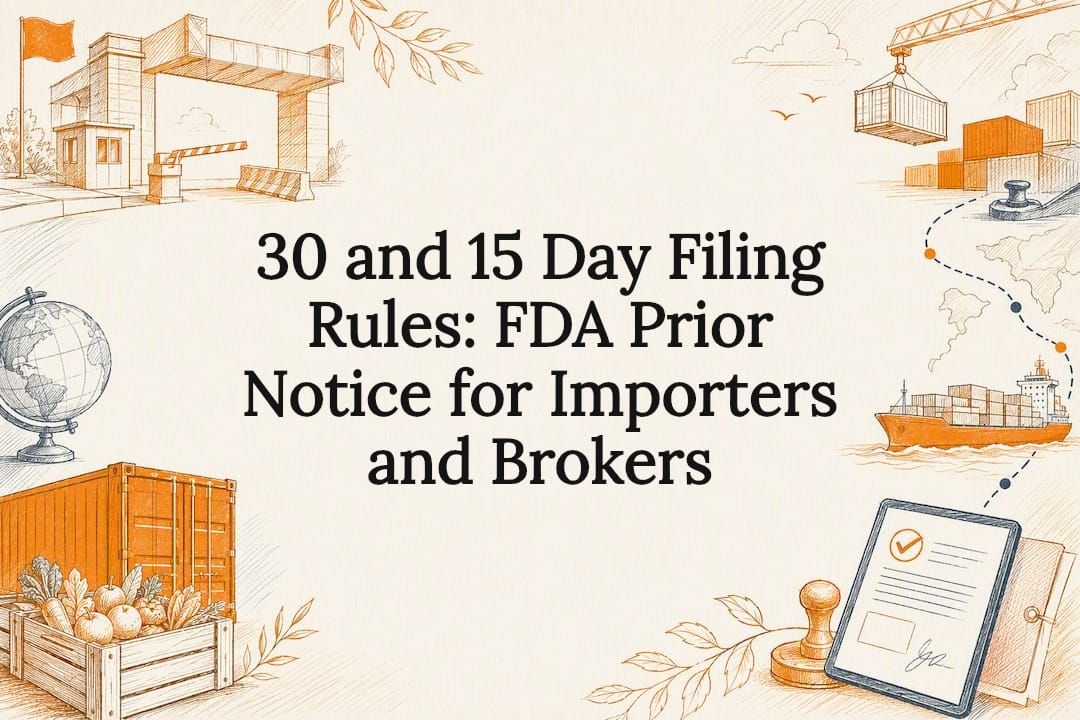 30 and 15 Day Filing Rules: FDA Prior Notice for Importers and Brokers