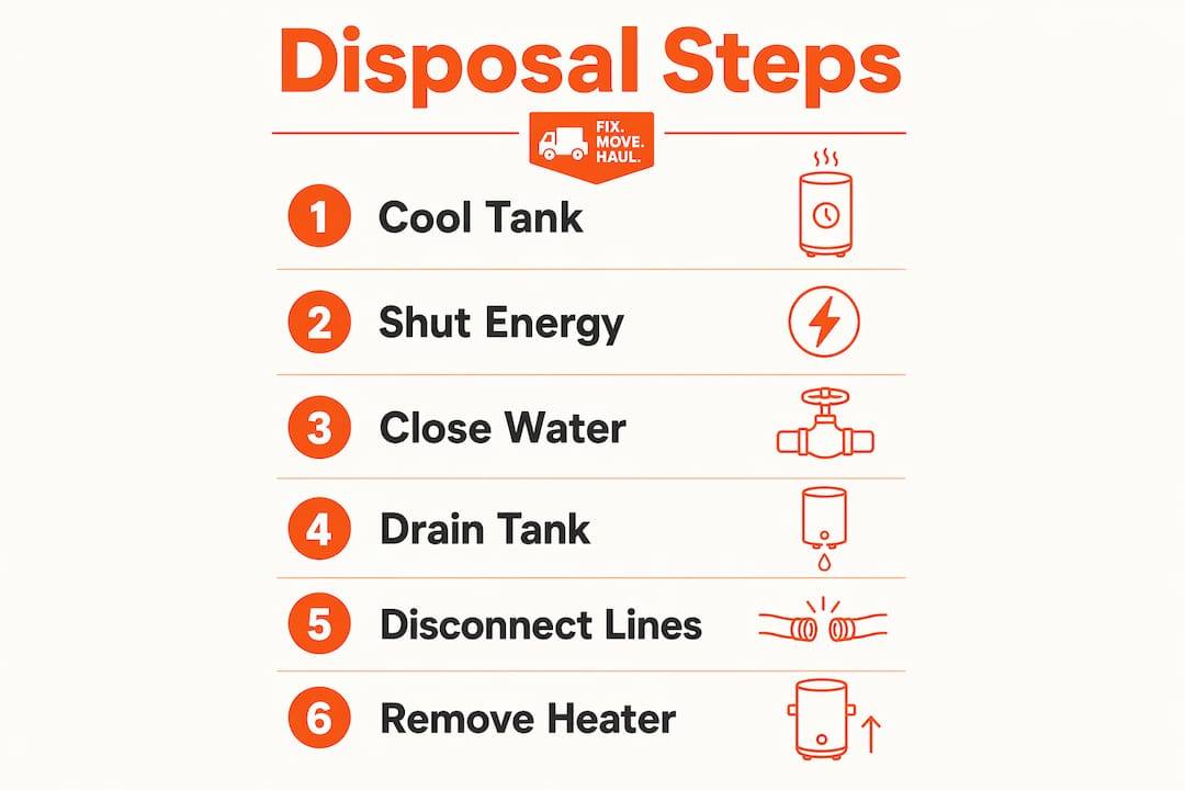 Step-by-step guide infographic for water heater disposal