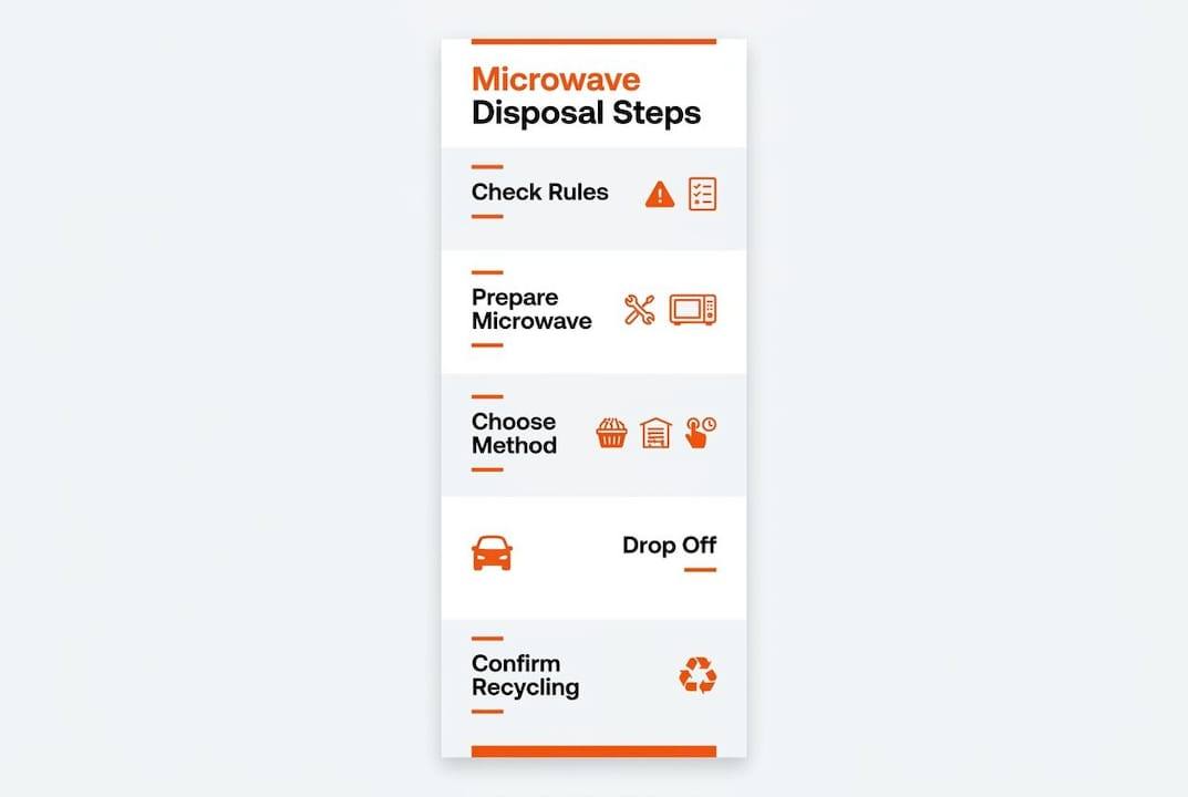 Infographic outlining microwave disposal steps