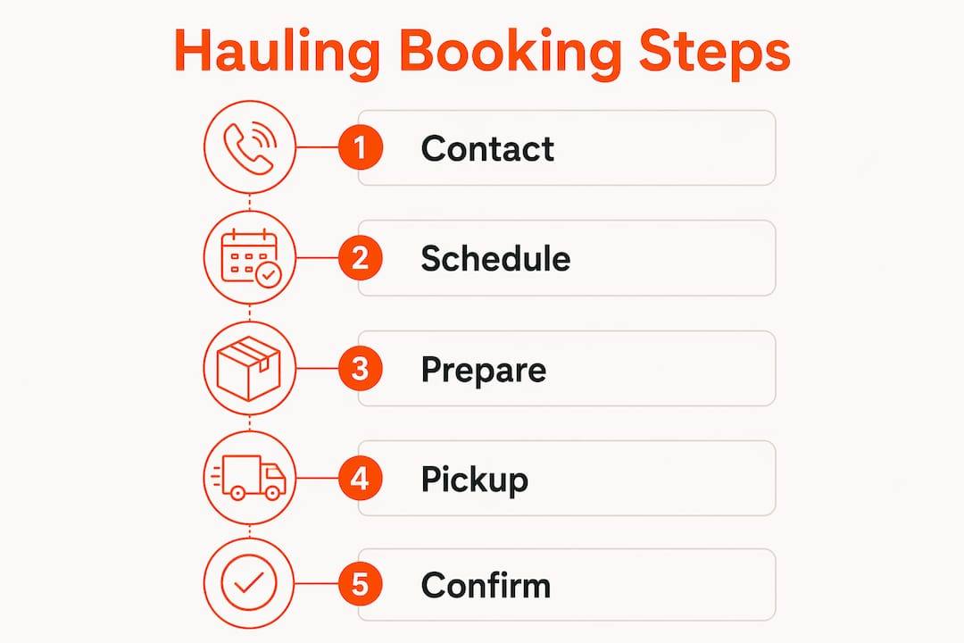 Infographic outlining five-step hauling booking process