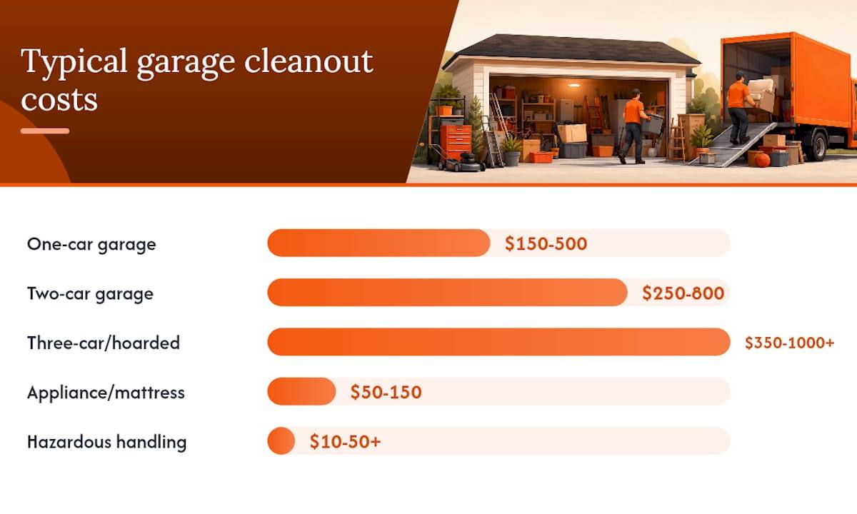 Cost breakdown diagram for garage cleanout services