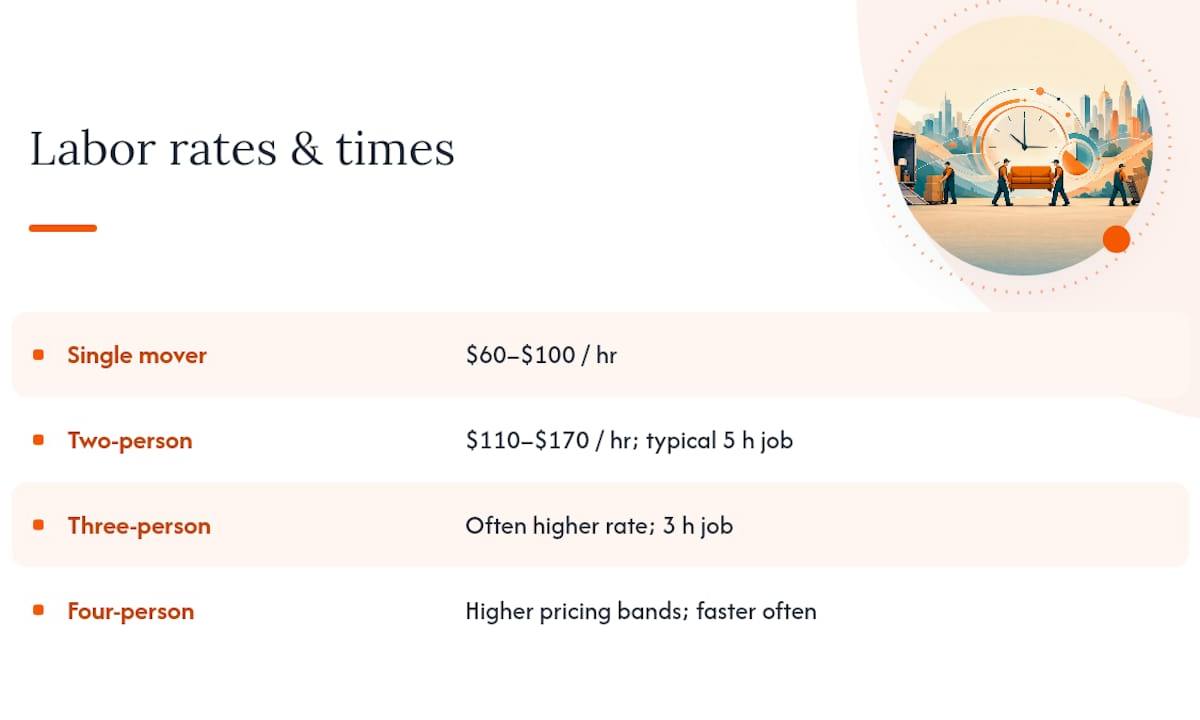 Diagram of moving labor cost by crew size and hours